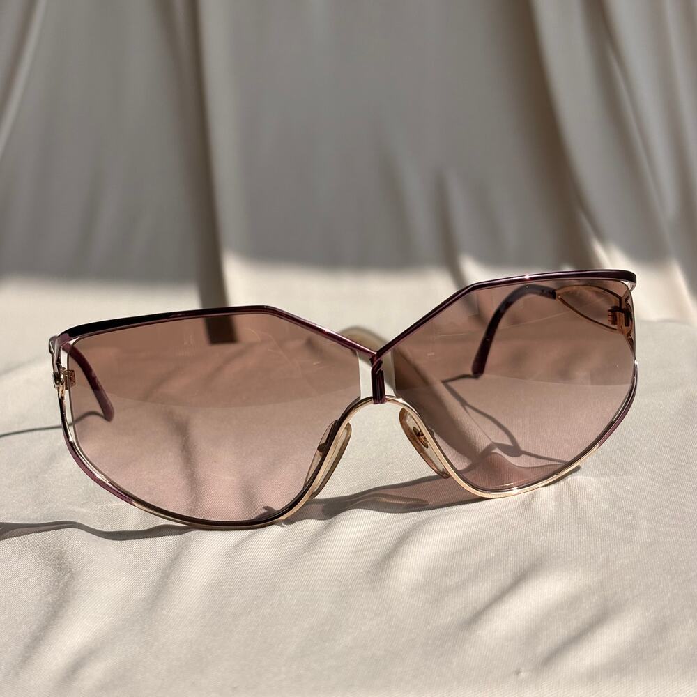Vintage Christian Dior 2345 Wraparound Sunglasses - Purple, Gold
